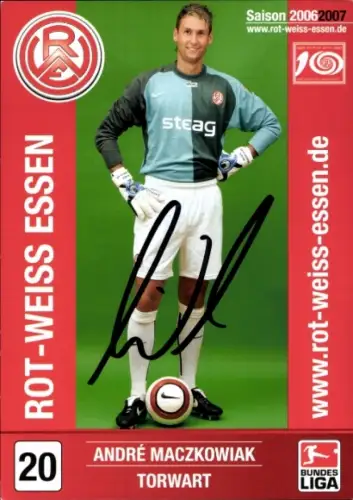 Autogrammkarte Fußballer André Maczkowiak, Rot Weiss Essen, Autogramm
