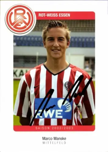 Autogrammkarte Fußballer Marco Manske, Rot Weiss Essen, Autogramm