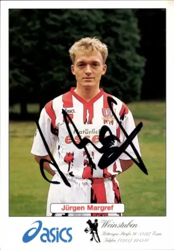Autogrammkarte Fußballer Jürgen Margref, Rot Weiss Essen, Autogramm
