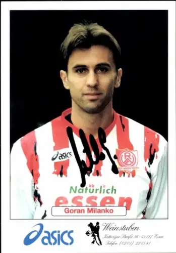 Autogrammkarte Fußballer Goran Milanko, Rot Weiss Essen, Autogramm