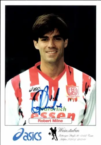 Autogrammkarte Fußballer Robert Milne, Rot Weiss Essen, Autogramm