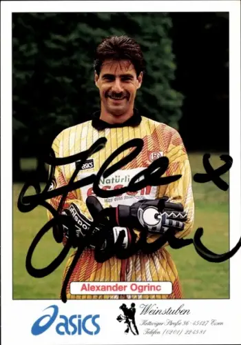 Autogrammkarte Fußballer Alexander Ogrinc, Rot Weiss Essen, Autogramm