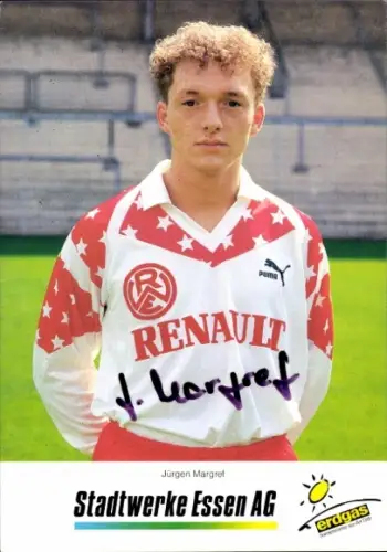 Autogrammkarte Fußballer Jürgen Margref, Rot Weiss Essen, Autogramm