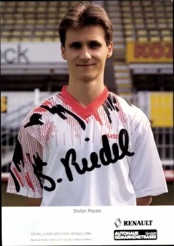 Autogrammkarte Fußballer Stefan Riedel, Rot Weiss Essen, Autogramm