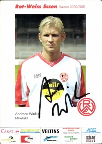 Autogrammkarte Fußballer Andreas Winkler, Rot Weiss Essen, Autogramm