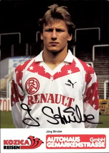 Autogrammkarte Fußballer Jörg Strube, Rot Weiss Essen, Autogramm