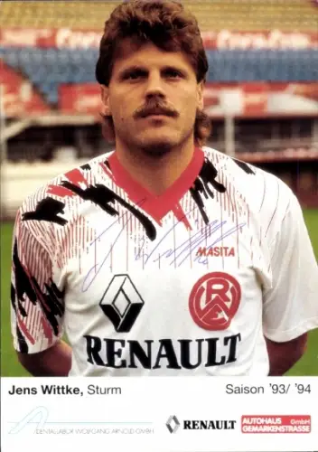 Autogrammkarte Fußballer Jens Wittke, Rot Weiss Essen, Autogramm