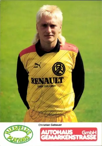 Autogrammkarte Fußballer Christian Gebauer, Rot Weiss Essen, Autogramm