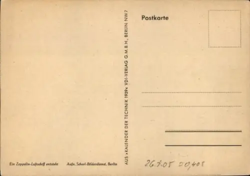 Ak Zeppelin-Luftschiff entsteht, Luftschiffhalle