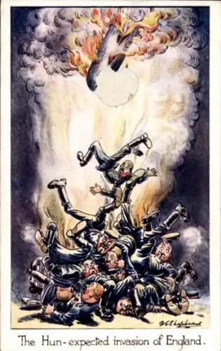 Künstler Ak The Hun-expected invasion of England, Karikatur