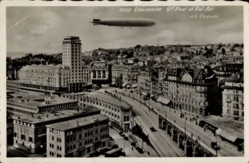 CPA Lausanne Canton de Vaud, Grand Point, Bel Air, Zeppelin