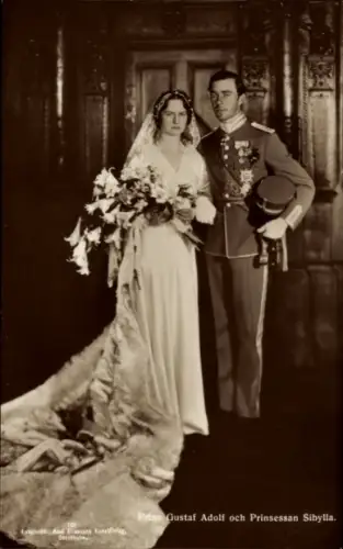 Ak Hochzeitsfoto des Prinzen Gustaf Adolf und der Prinzessin Sibylla