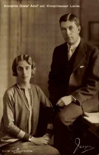 Ak Kronprinz Gustaf Adolf und der Kronprinzessin Louise, Portrait