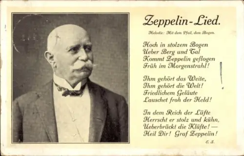 Lied Ak Zeppelin Lied, Mit dem Pfeil, dem Bogen, Ferdinand Graf von Zeppelin, Portrait