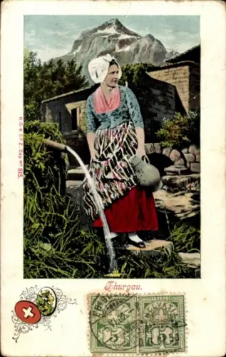 Ak Kanton Thurgau, Frau in Tracht