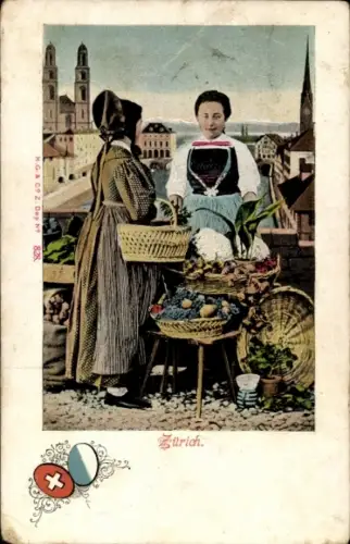 Ak Zürich, Frauen in Tracht