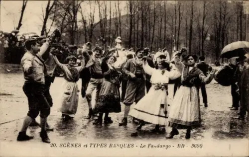 Ak Baskenland, Tanzende Menschen, Volkstracht