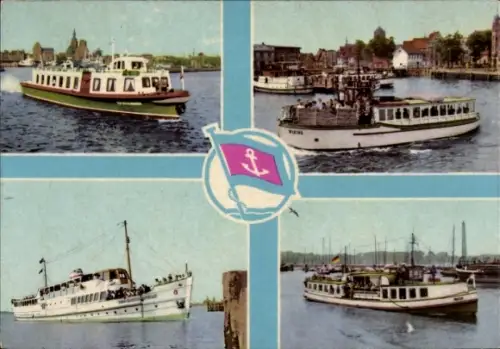 Ak Weiße Flotte Stralsund, VEB Fahrgastschifffahrt Stralsund, Fähren