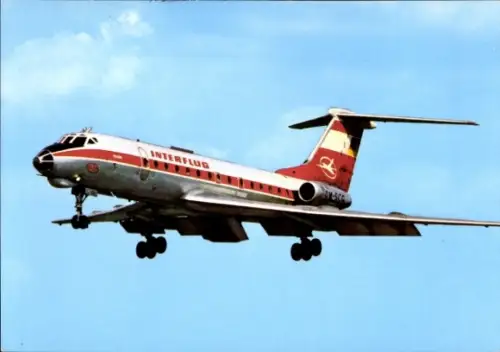 Ak Deutsches Passagierflugzeug Tupolew TU-134, Interflug, Turbinenluftstrahlverkehrsflugzeug