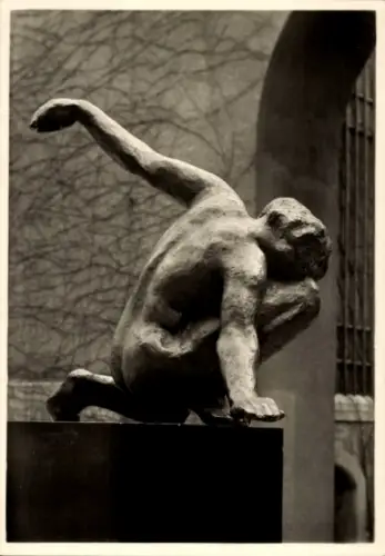 Ak Plastik von Georg Kolbe, Ruf der Erde, Bronze, Essen Ruhr, Museum Folkwang