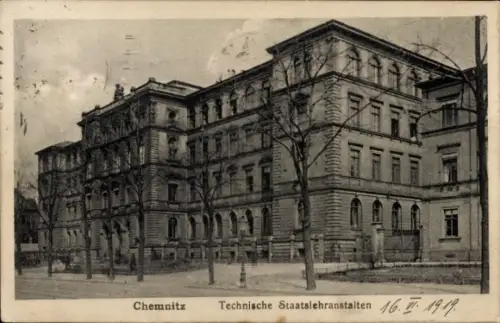 Ak Chemnitz in Sachsen,  Technische Staatslehranstalten, Jahr 1919