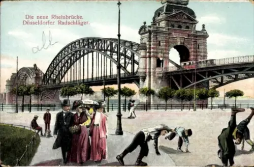 Ak Düsseldorf am Rhein,  Rheinbrücke, Düsseldorfer Radschläger