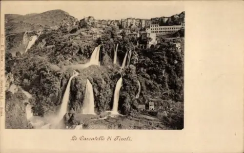 Ak Tivoli Lazio, Wasserfälle, Landschaft, Italien, Schwarz-Weiß