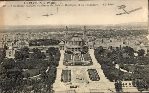 CPA Paris XVIe, Bois de Boulogne, Trocadéro, Aviation