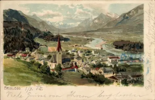 Ak Brixlegg in Tirol,  Berglandschaft, Kirche, Häuser, Fluss