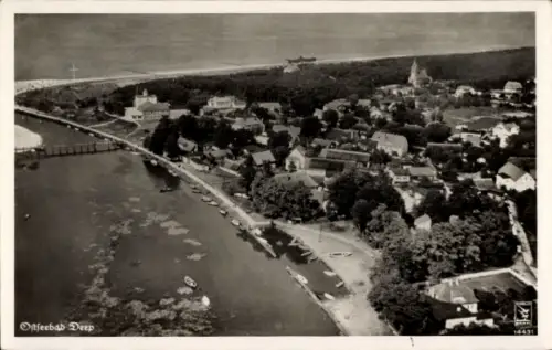 Ak Mrzeżyno Ostseebad Deep Pommern, Luftaufnahme