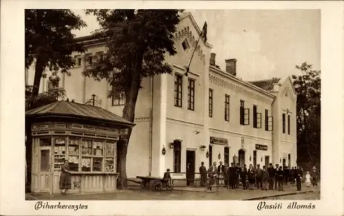Ak Biharkeresztes Ungarn, Bahnhof