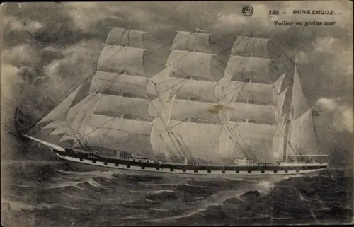Ak Dunkerque Dünkirchen Nord, Voilier en pleine mer