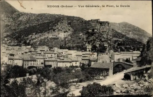 Ak Nyons Drome, Vue Generale, le Pont, le Deves