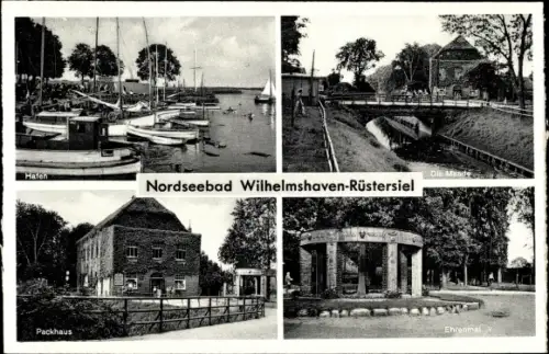 Ak Wilhelmshaven Rüstersiel, Packhaus, die Maade, Hafen