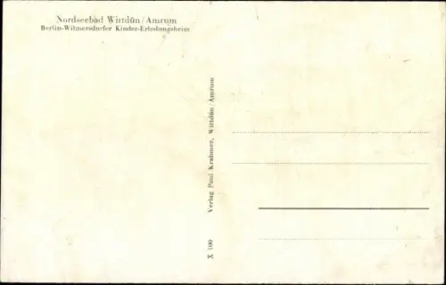 Ak Wittdün auf Amrum in Nordfriesland, Berlin Wilmersdorfer Kinder-Erholungsheim