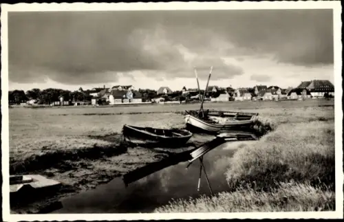 Ak Norddorf auf Amrum Nordfriesland, Blick vom Wattenmeer, Boote