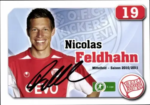 Autogrammkarte Fußballer Nicolas Feldhahn, Kickers Offenbach, Autogramm