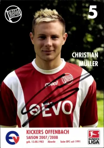 Autogrammkarte Fußballer Christian Müller, Kickers Offenbach, Autogramm