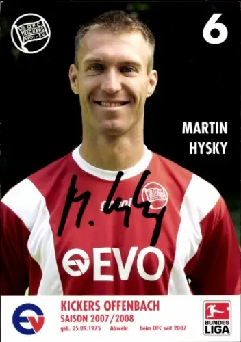 Autogrammkarte Fußballer Martin Hysky, Kickers Offenbach, Autogramm