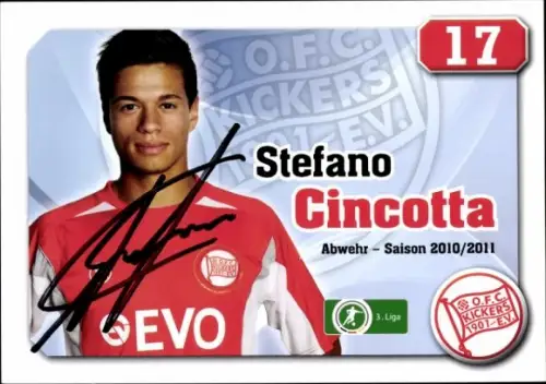 Autogrammkarte Fußballer Stefano Cincotta, Kickers Offenbach, Autogramm