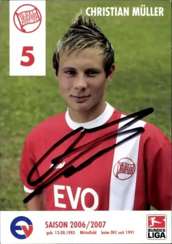 Autogrammkarte Fußballer Christian Müller, Kickers Offenbach, Autogramm