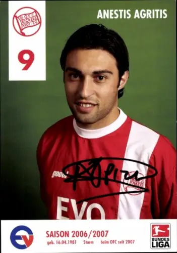 Autogrammkarte Fußballer Anestis Agritis, Kickers Offenbach, Autogramm