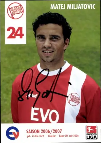 Autogrammkarte Fußballer Matej Miljatovic, Kickers Offenbach, Autogramm
