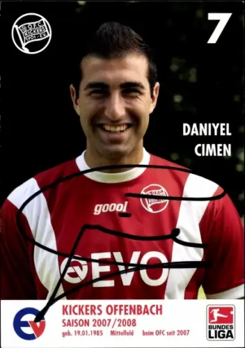 Autogrammkarte Fußballer Daniyel Cimen, Kickers Offenbach, Autogramm