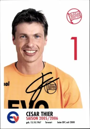 Autogrammkarte Fußballer Cesar Thier, Kickers Offenbach, Autogramm