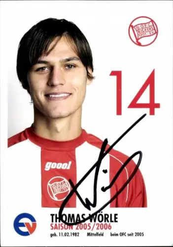 Autogrammkarte Fußballer Thomas Wörle, Kickers Offenbach, Autogramm