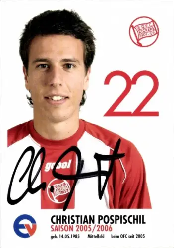 Autogrammkarte Fußballer Christian Pospischil, Kickers Offenbach, Autogramm
