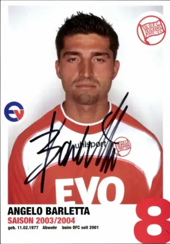 Autogrammkarte Fußballer Angelo Barletta, Kickers Offenbach, Autogramm