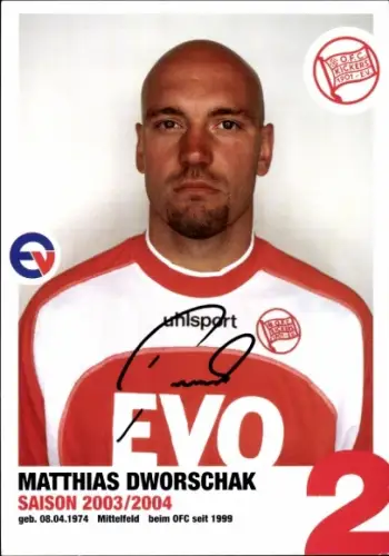 Autogrammkarte Fußballer Matthias Dworschak, Kickers Offenbach, Autogramm
