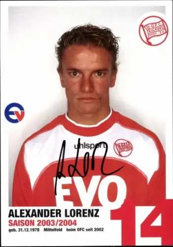 Autogrammkarte Fußballer Alexander Lorenz, Kickers Offenbach, Autogramm